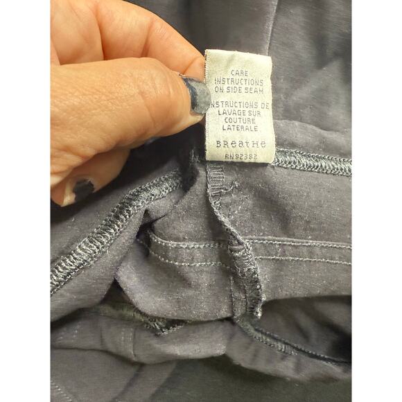 Vintage 90s/y2K Prana Pants Women's Medium Black Wide Leg Crop Made in USA Nylon - Picture 4 of 6